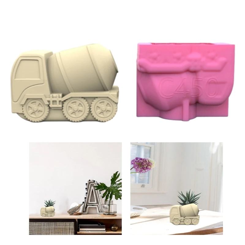 Mud Tanker Pen Holder Silicone Molds Table Ornament Mould Plasters Making Tool Succulent Planter Mold Easy to Clean