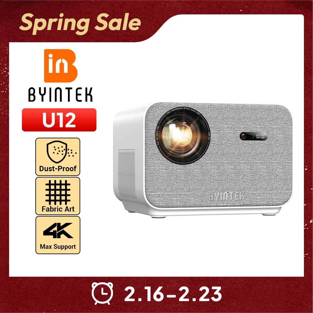 Proyector BYINTEK LOVE U12 Full HD 1080P 4K 800 ANSI Android WiFi 6 Proyectores de cine en casa con enfoque automático para películas, reuniones y videos