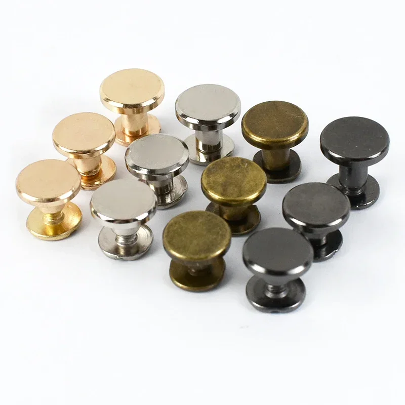 10/20/30Pcs 5-8mm Flat Head Screws Nail Metal Double Cap Side Round Rivet Leather Craft Wallet Fastener DIY Hardware Accessories