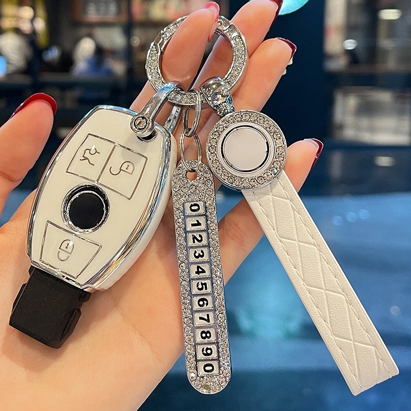 Cinturino In Pelle No. Car Key Case Cover Per Mercedes Benz Maybach S Gls A-B-C-M-Cla-Cls-E-G-Glb-Glc-Gle-R-Sl Class Amg W204 W211