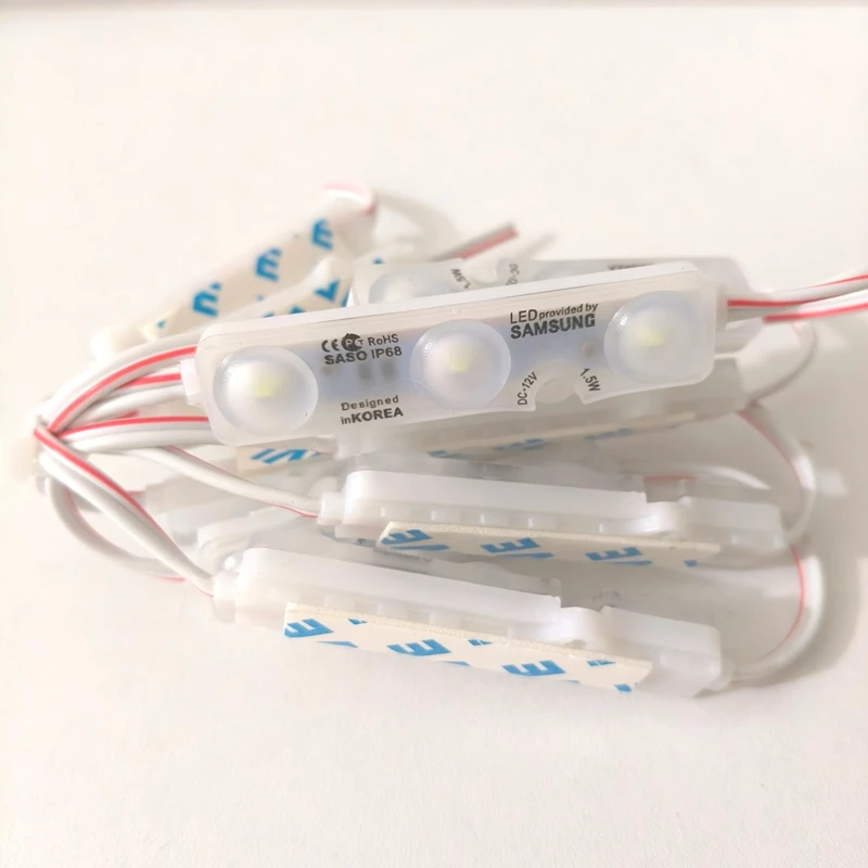 50pcs 5730 SMD LED Module Lighting IP67 Waterproof 3 LED Back Lights DC12V 1.5W Mirror Light Samsung injection Led Module