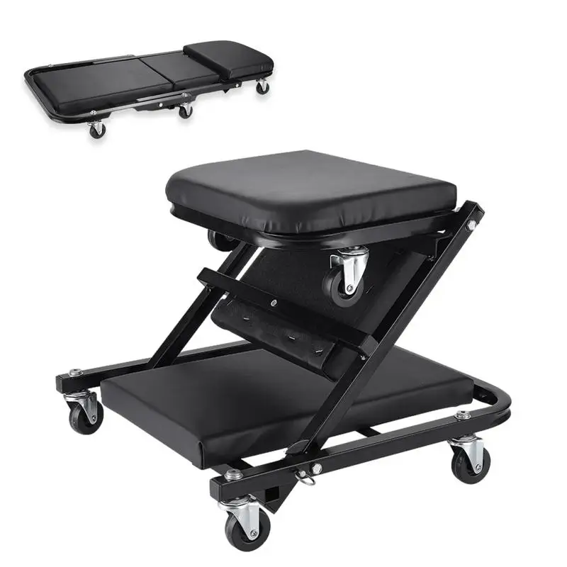 

Rolling Folding Car Creeper Seat Mechanic Creeper Seat On Wheels Flexibl with Folding Design Topside and Thickly Padded Cushion