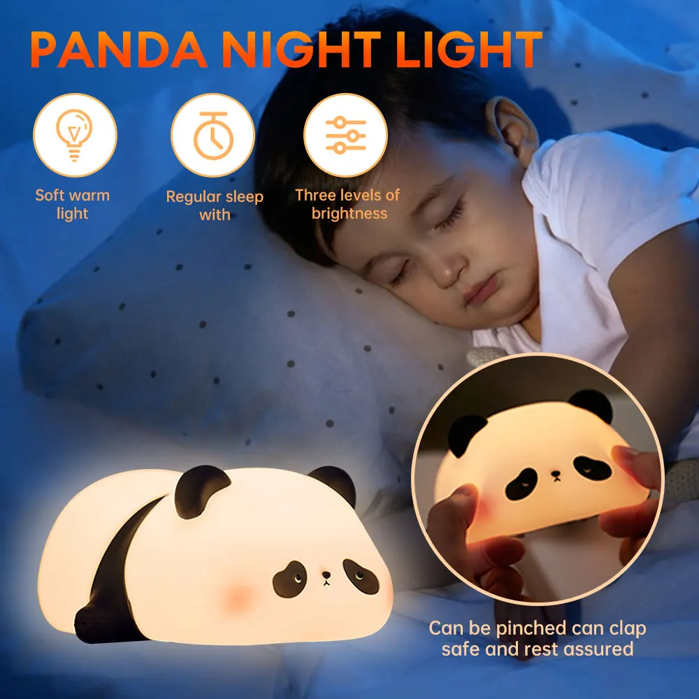 LED noc světel roztomilá panda silikon lampa USB dobíjecí časovací u postele dekorace děti narozeniny dárky pro domácí ložnice dekorace