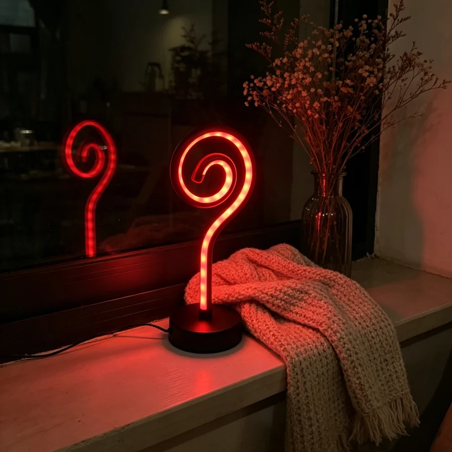 1PC 현대식 나선형 물음표 LED 테이블 램프, RGB 색상 변경 네온 조명, USB 전원 장식 램프 (침실, 파티용)