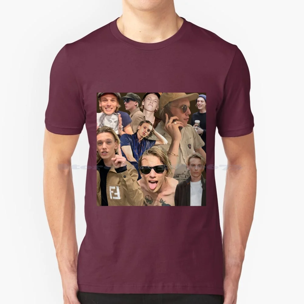 thumbnail image 1 of Camiseta Collage de Jamie Campbell Bower Camiseta 100% algodón Cosas extrañas Actor Hombre Vecna 001 Villano Los instrumentos mortales Ciudad de, 1 of 5