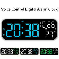 Digital Alarm Clock Temperature and Date Week Display Voice Control Table Clock 12/24H Electronic LED Alarm Clocks for Bedroom 1