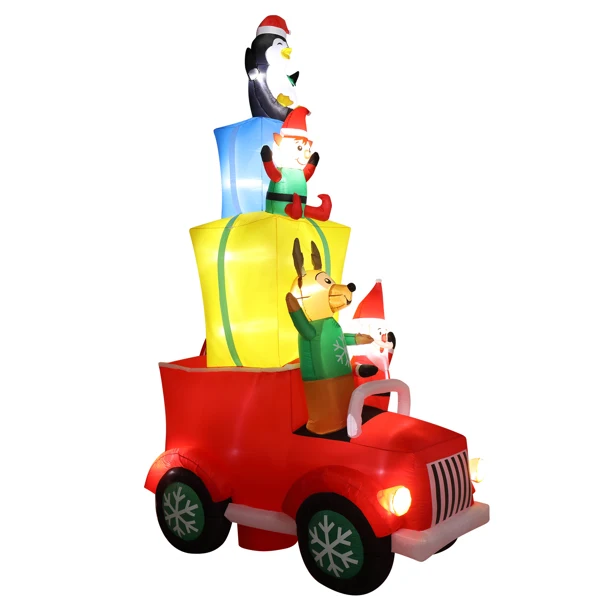  12ft 圣诞老人开车带礼物 12颗LED灯 庭院圣诞老人装饰 24W-37