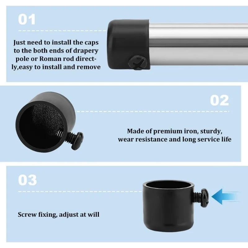 Curtain Rod End Caps 4 Pcs for 0.88 Inch Diameter Roman