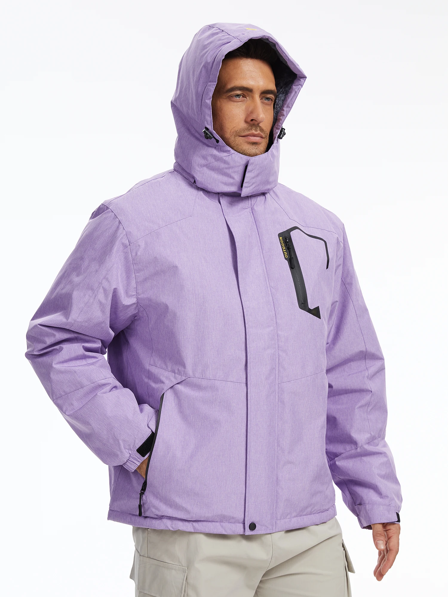 Wasserdichte Ski-Snowboard-Jacke für Herren, Winter, winddicht, Schnee, dicke Jacke, Mantel mit Innenbrusttaschen für Outdoor-Camping-Ski – Detail 14