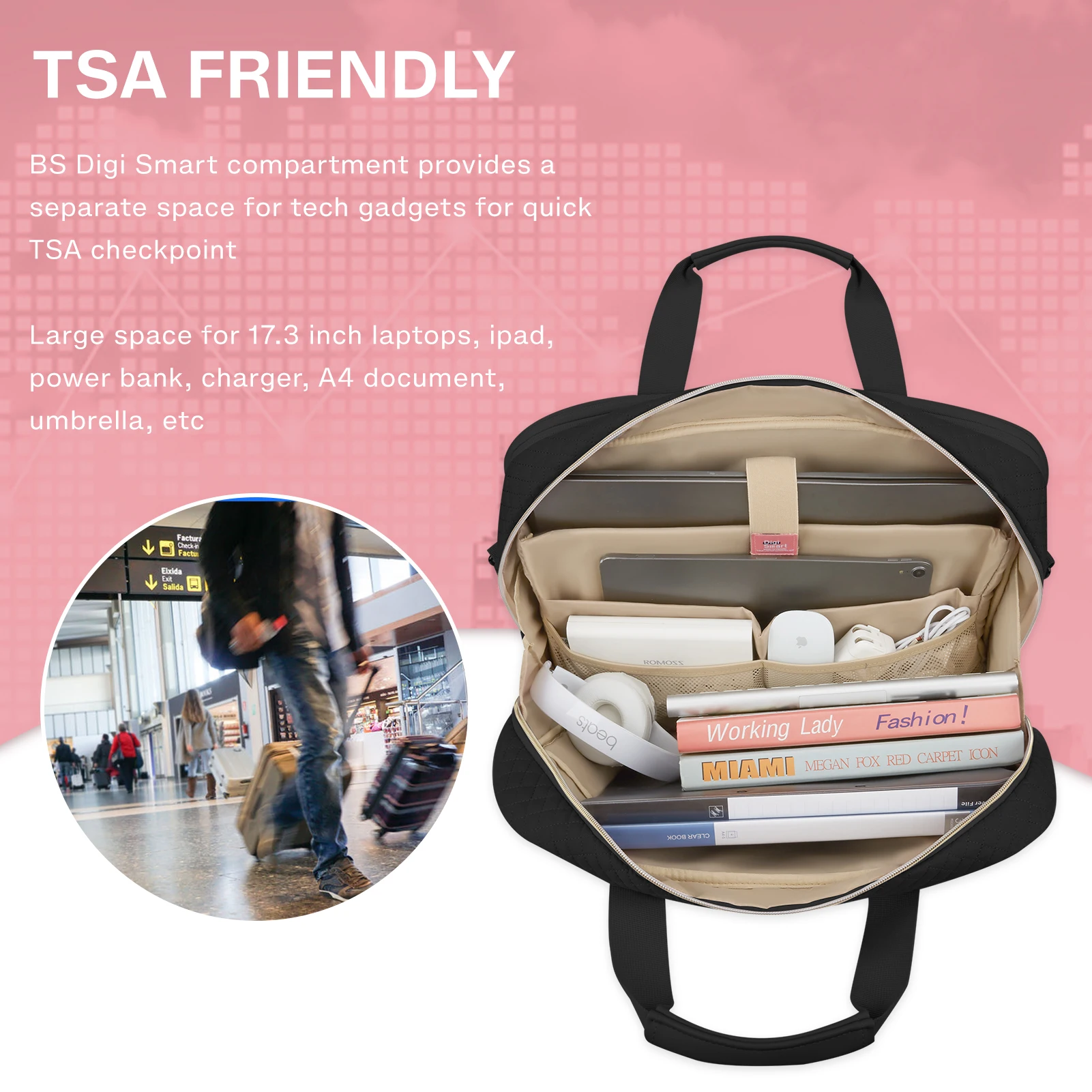 Computador, Bolsa De Ombro, Negócios, Faculdade, Viagem, BAGSMART, 30L, 17,3
