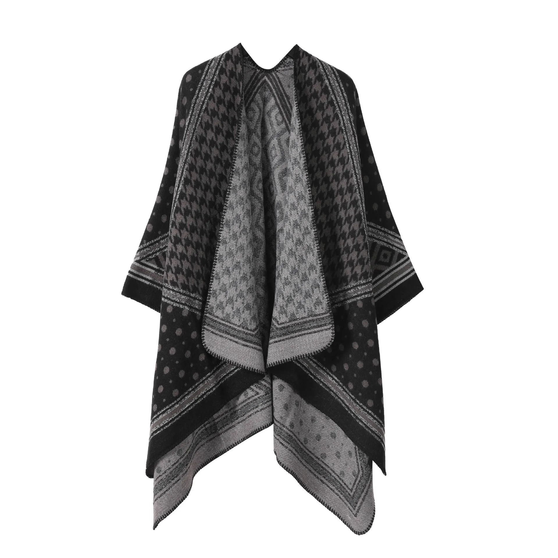 Polka dot houndstooth-black and gray