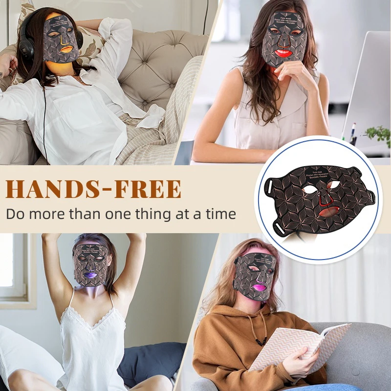 Red Light Therapy Face Mask Neck Led 8 Colors 850NM Near-infrared Red Light Therapy Mask Skin Care Device Anti-Aging