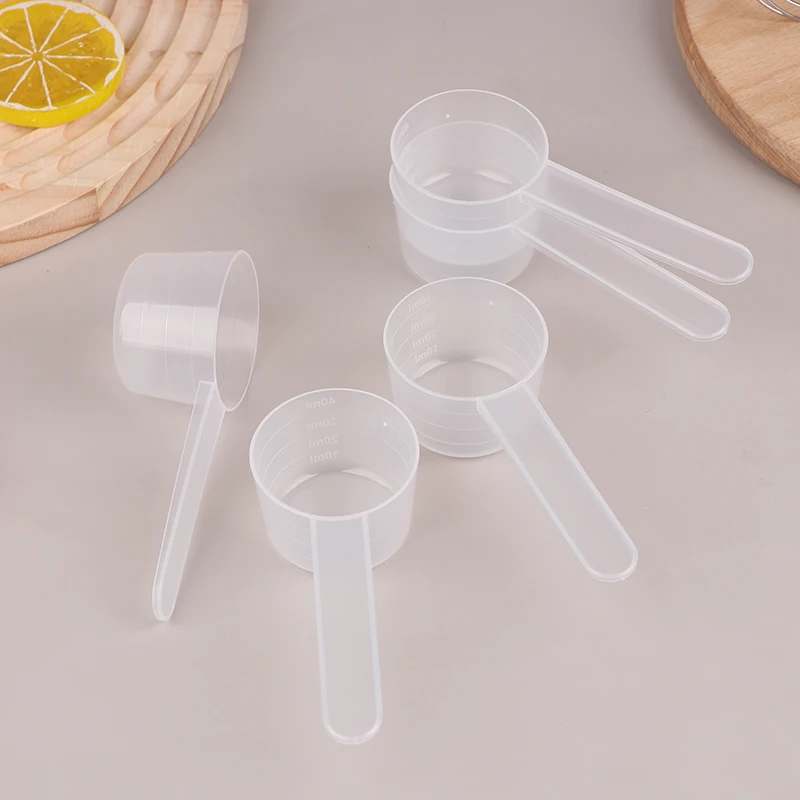 10PCS 40ML 20g Flat Bottom Graduated Measuring Spoon With Scale Transparent Plastic Kitchen Baking Measuring Spoon Tableware New