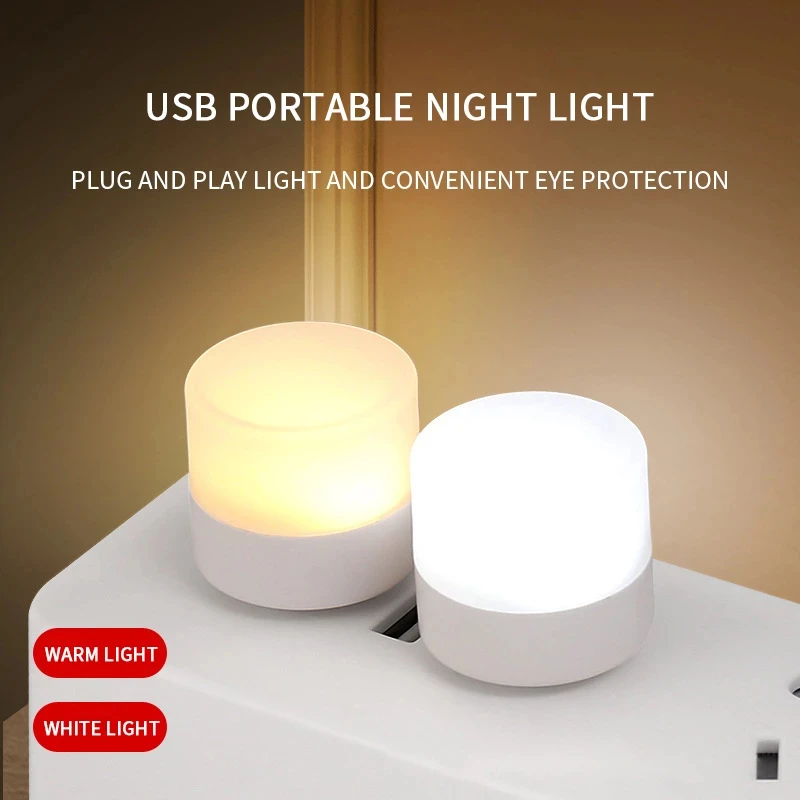 LED Light Night Light Mini LED Night Light Book Light Mini LED Light 50Pcs USB Plug Mini LED Night Light Power Bank Charging Book Lights Small Round Reading Eye Protection Lamps Camp Equipment