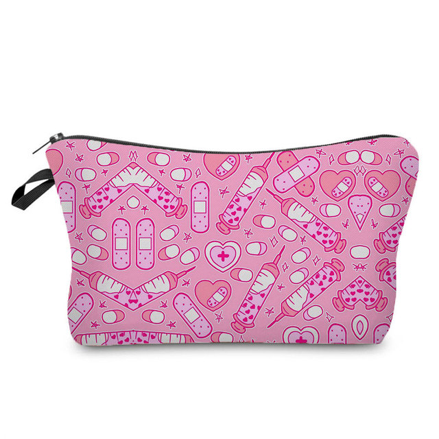 First Aid Kits Students Stationery Bag Case Floral Printed Medical Patch Pills Bag for Nurses Cards Cosmetic Bag