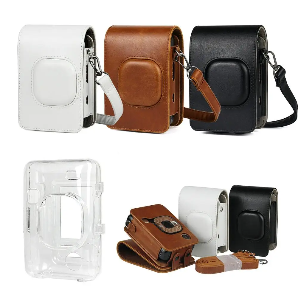 Custodia In Pelle PU Per Fotocamera Fujifilm Instax Mini 99 - Marrone Con Tracolla Regolabile