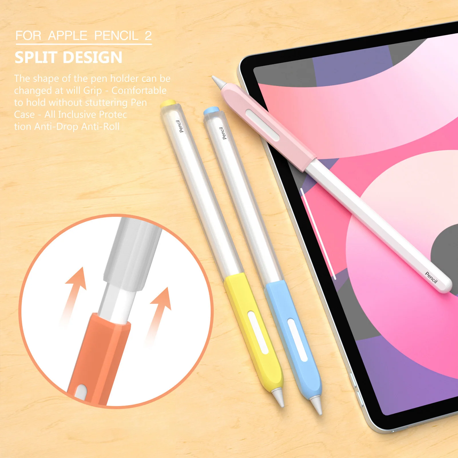 ForApple Pencil 2 Generation Anti-Scratch Silicone Protective Cover Nib Stylus Pen Case Skin For Pencil 2nd Accessor