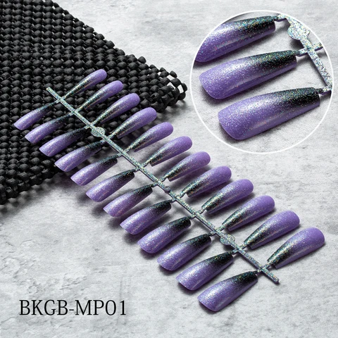 False Nail Gradient Pink Glitter Powder Designs Artificial Nail Tips Detachable Fake Nail Decoration Press on Nails Art