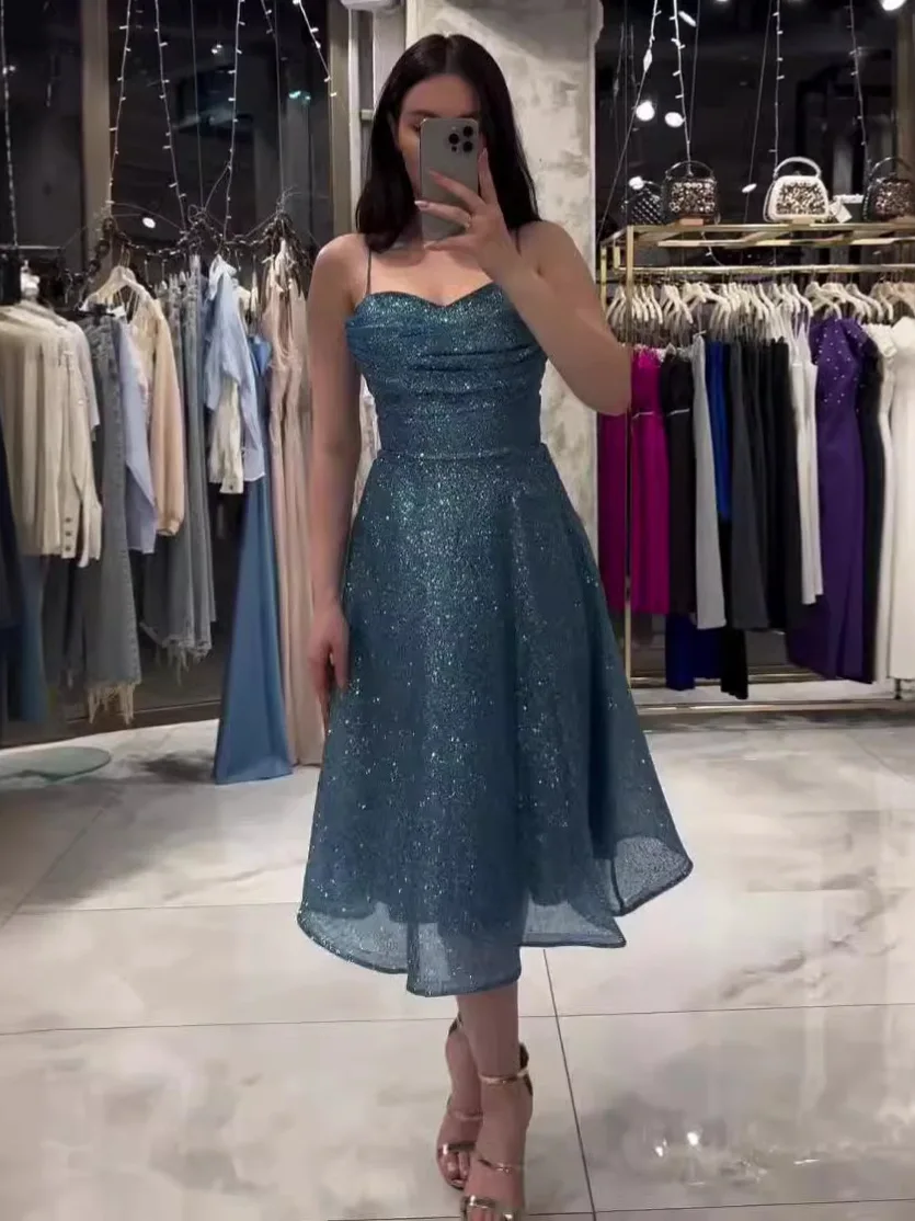 Summer Glitter Waisted Shinny Long Dress Banquet Women Pleat Party Dress 2024 Elegant Off Shoulder Suspender A-line Dress