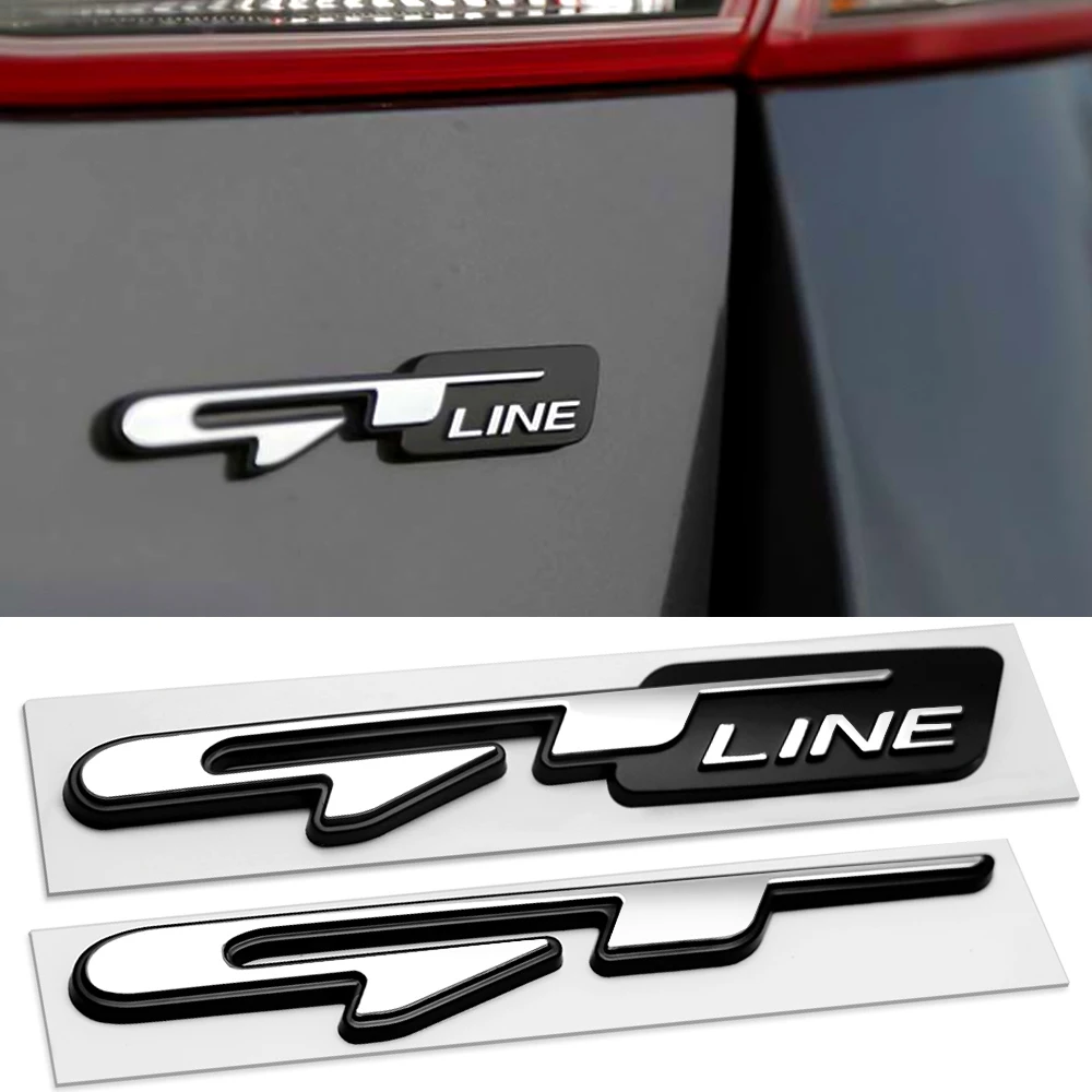 3D Car GT line Design Fender Rear Trunk body Emblem Badge sticker For Peugeot For Kia K9 Forte Ceed Cerato RIO K3 K5 Accessories 3d stickers