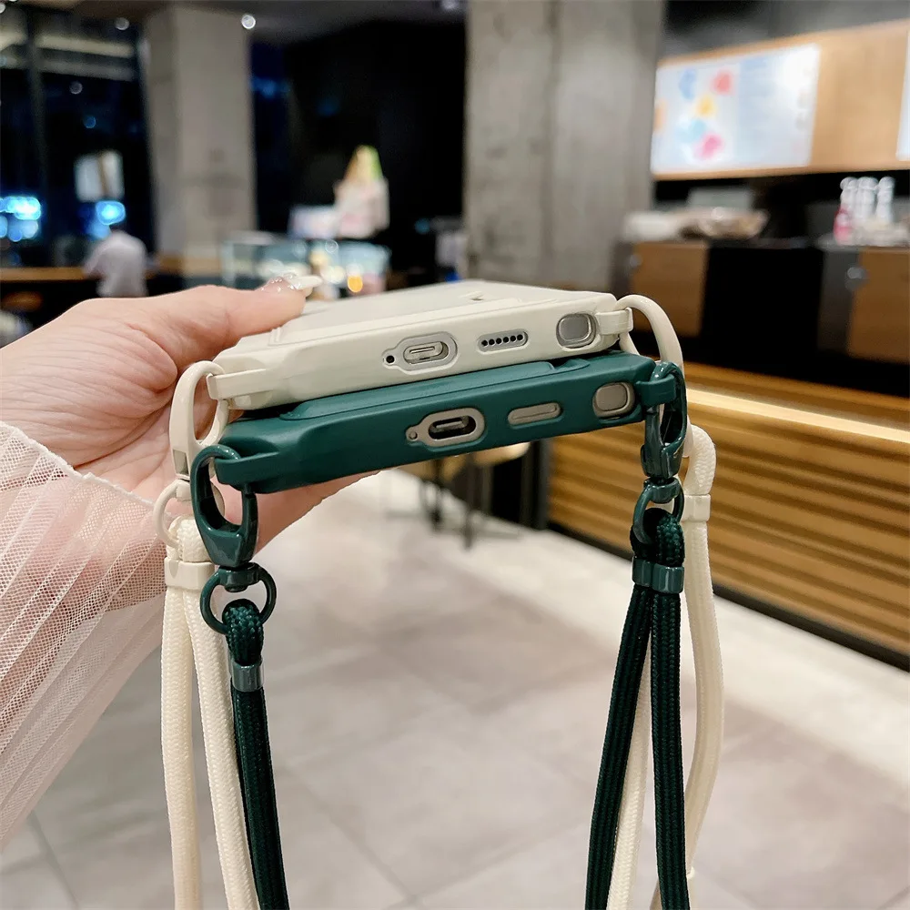 Soft Silicone Phone Case with Card Holder and Lanyard - Shockproof Protection Cover