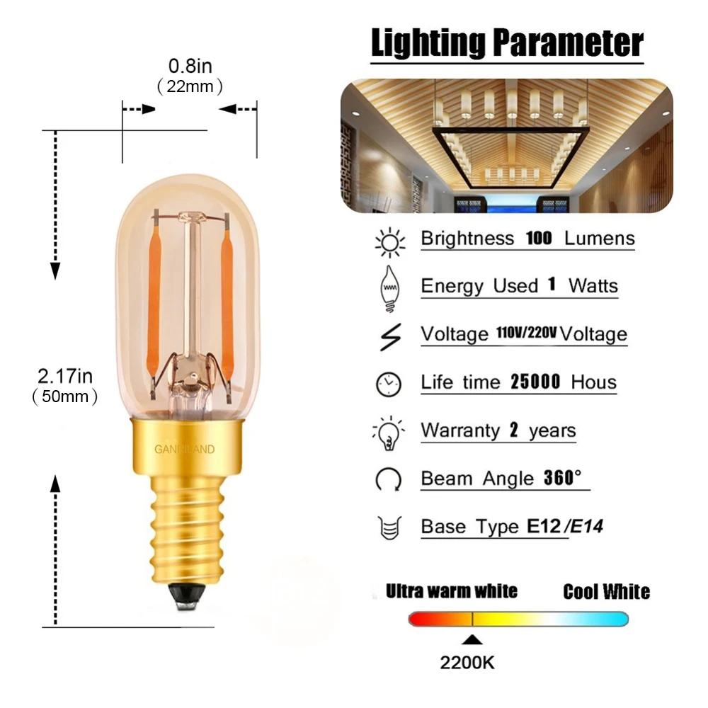 Hcnew-Lâmpada de Filamento LED Vintage, Lâmpada Regulável,