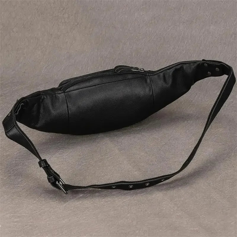 Genuine leather waist bag for men with sleek premium design and adjustable strap