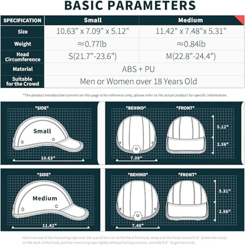 Baseball Cap Style Motorcycle Half Helmet ABS Material Safety Buckle Extended Brim Design for Summer