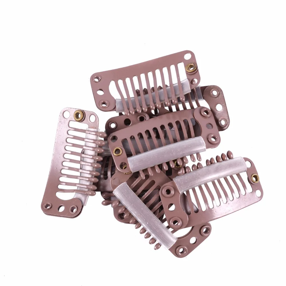 20pcs 32mm 9-치아 물방울 모양 금속 스테인레스 스틸 클립(실리콘 헤어 익스텐션용 스냅 클립 포함)