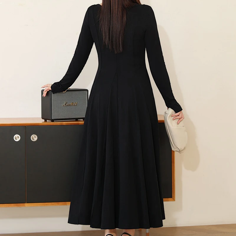 Plus Size Women's's Long Dress Premium Supermodel Drape Effect Big O-Neck Floor-Length Dresses Autumn New 2025