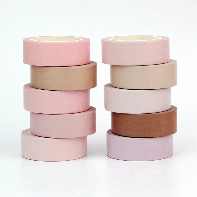 Washi Tape Set 1X 10M Decorative Solid Brown Grid Pure Color For Scrapbooking Masking Tape Cute Journaling Stationery Supplies adhesive tape washi tape adhesive tapes masking tape decorative tape decoration tape
