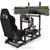 Aluminum Racing Simulator Cockpit, Triple Monitor Mount, Black Seat, Compatible Logitech/Thrustmaster/Fanatec, Multi-Adjustable 1