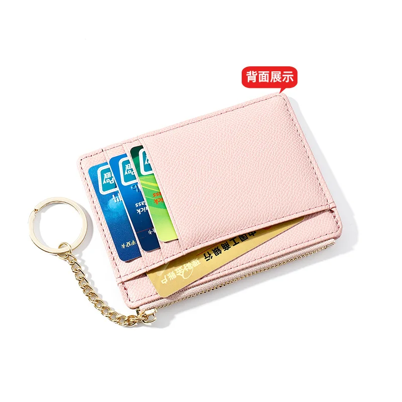Keychain Small Card Holder Wristlet New Women Wallets Zipper Pu