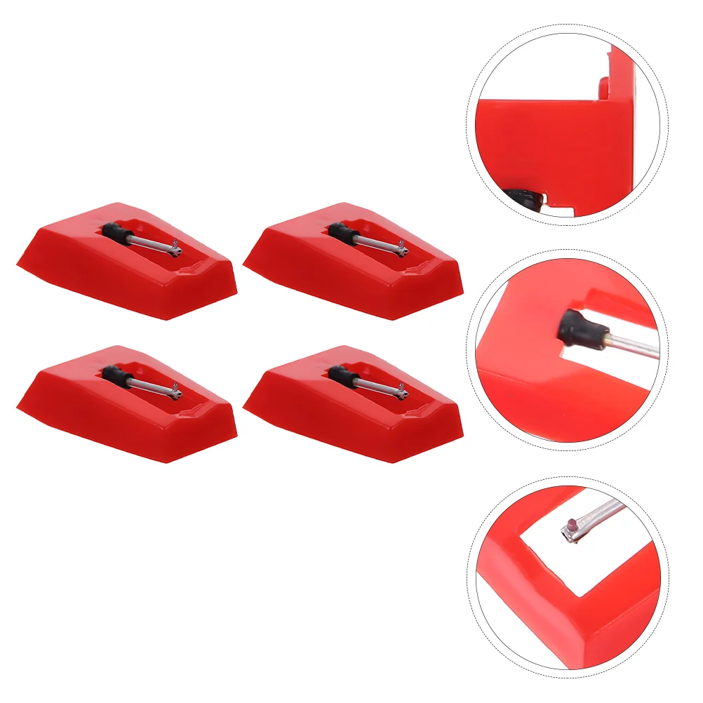 4 Pcs Red Stylus Record Player Needles Phonograph Turntable Replacement Dj Equipment Accessories Portable Audio Video Stylus