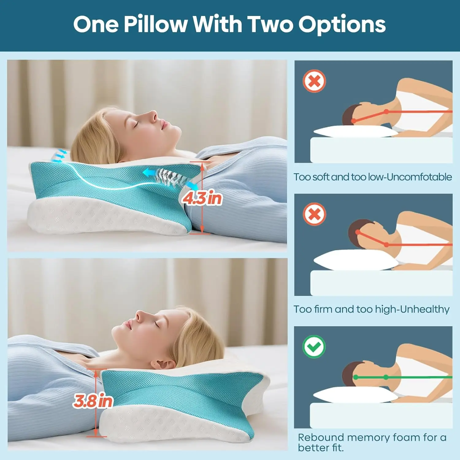 Cervical Ergonomic Memory Foam Pillow for Neck & Shoulder Pain For Side Back Sleepers 3