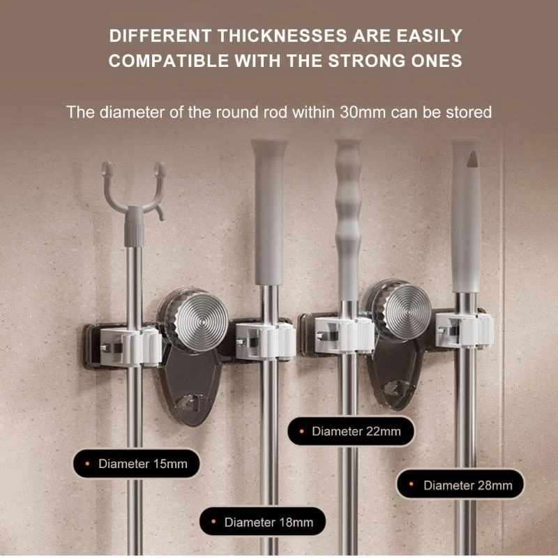 Suction Cup Broom and Mop Holder Hanger Hooks Space Saving for Home and Office Easy Wall Mount Installation