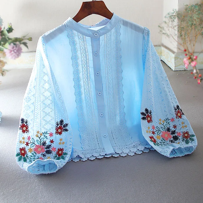 Preppy Style Versatile Embroidered Blouse Main Look
