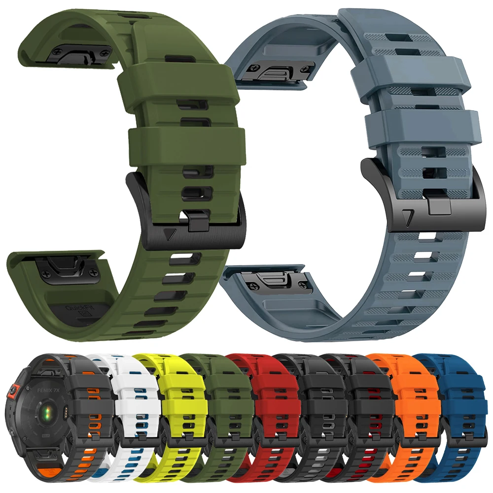 Premium Silicone Quick Release Watch Strap Bracelet - 26mm/22mm, Compatible with Garmin Fenix Series
