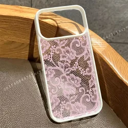 Elegant Romantic Pink Lace Pattern Hard Clear Phone Case Cover - iPhone SE (2020) (Style 1)