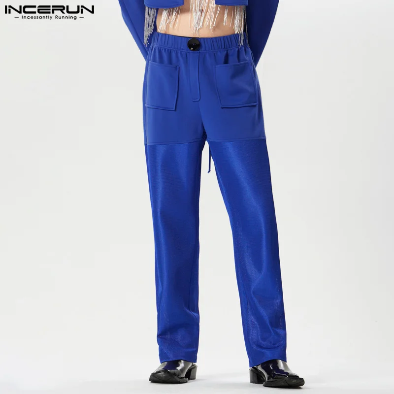 

INCERUN 2024 American Style Pantalons Mens Silhouette Solid Large Button Design Pants Casual Streetwear All-match Trousers S-5XL