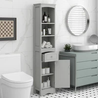 Tall Bathroom Cabinet, Freestanding Storage Cabinet With Drawer, MDF Board, Adjustable Shelf, Grey 1