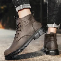 Winter Men Boots Outdoor Leather Ankle Boots Lightweight High Top Casual Boots Designer Male Work Boots Classic Handmade Boots - Image 5