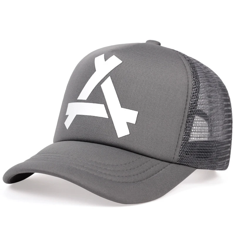 Venta caliente unisex con estampado de letras A, gorras de béisbol de red, gorra de hip hop, gorras casuales ajustables para exteriores, gorra con protección solar para primavera y verano_voghion.com