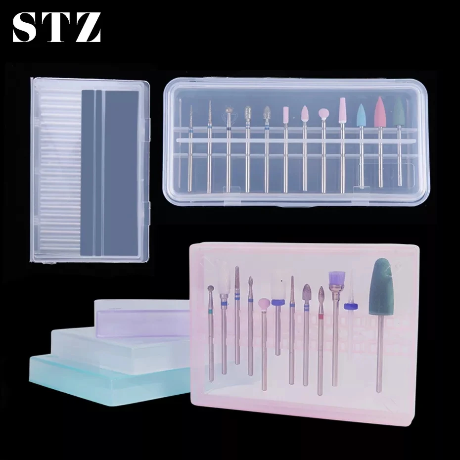 Nail Drill Bits Storage Box Stand Display Container Holder Case 1pcs for Milling Cutter Manicure Tool Accessories #994 nail storage box