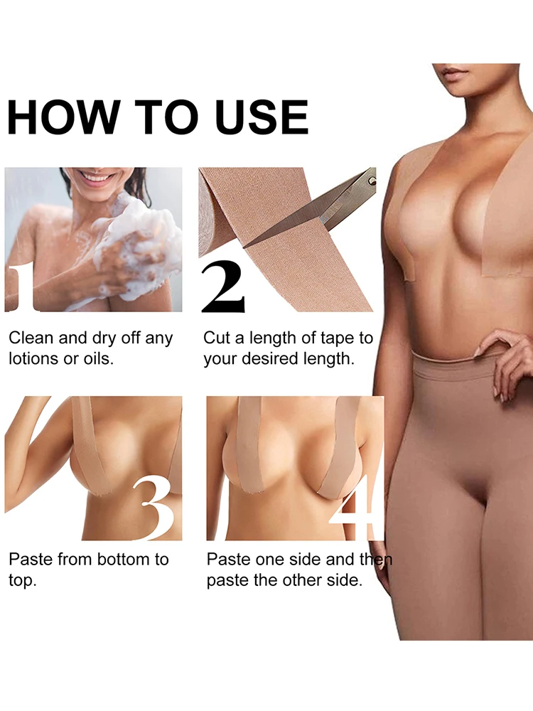 1Roll Breast Lifter Sticker Adhesive Women Breast Shaping Tapes Invisible Sweatproof Breathable Elastic for Off-shoulder Clothes