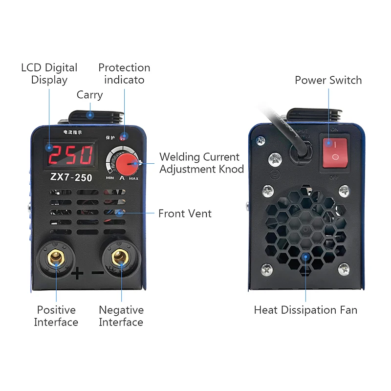 ZX7 Serie 250A DC Inverter ARC Welder 220V Mini Portable IGBT MMA Electric Welding Machine For Home Beginner DIY Welding Working 3