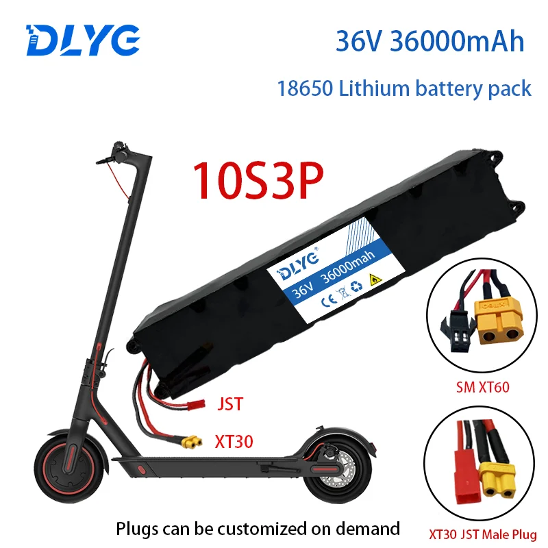 36V 10 S3P 36Ah 500W Batteria Al Litio Ricaricabile Ad Alta Potenza 18650 Per Bici Scooter Veicolo Elettrico Con Bms Xt30 Xt60