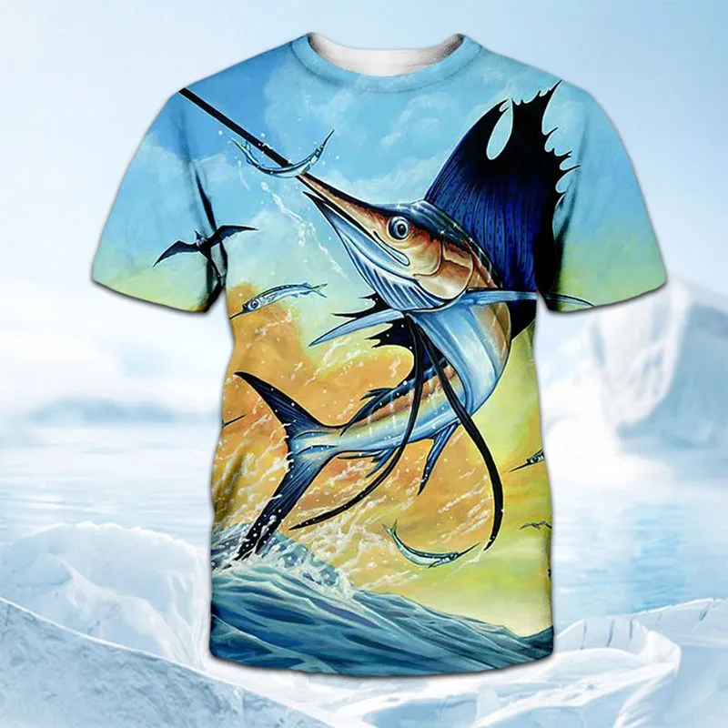 Summer Casual T-Shirt For Men 3D Print Deep Sea Fish Fashion O