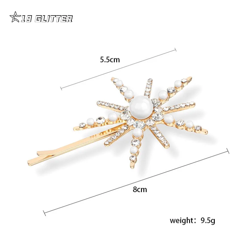 Fashion Star Rhinestone Pearl Hair Pin for Women Bride Bling Crystal Hair Accessories Barrettes Wedding Jewelry