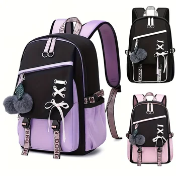 Teenagers Cute Schoolbag Shoulder Backpack Nylon Fabric Girls, Large Capacity Splash-Proof 1